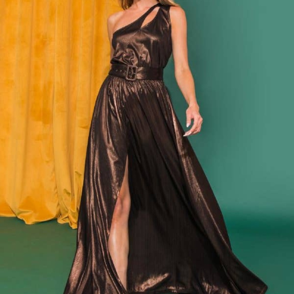 COPY - Solid Woven Maxi Dress in Bronze
